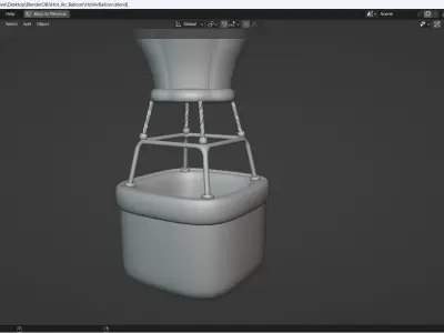 Hot Air Balloon Simple stylized Low-poly 3D model