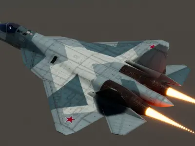 SU-57 fighter medium poly around 20k poly aka faces 3D model