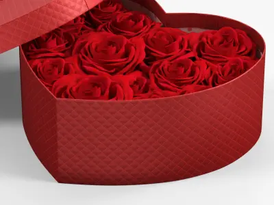 Open Heart Floral Box with Red Roses 3D model