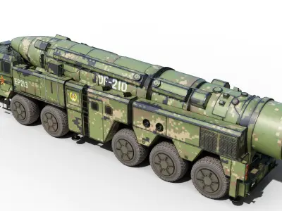 4 coatings of DF-21D CSS5D DF21D ballistic missile launcher Low-poly 3D model