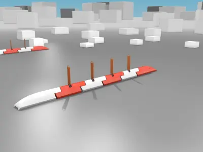 White and Red Road Traffic Barrier - Part 23 - Low-poly 3D model