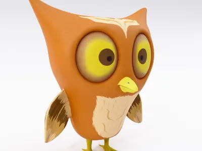 Owl low poly cartoon 3d model  Low-poly 3D model