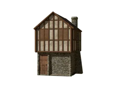 Medieval House 01B Game Ready Low-poly 3D model