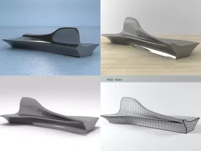 Bench chair with design that looks like boat Free 3D model