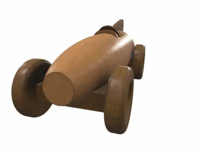 Wooden car toy racer 1 Free 3D model