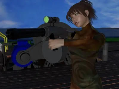 Shoulder fired mini Gatling gun 3D model