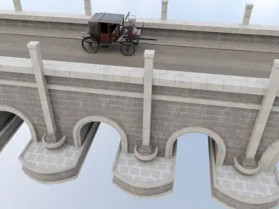 Horse Carriage Low-poly 3D model