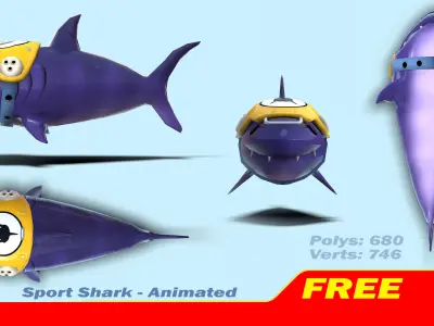 Sport Shark - Animated Low-poly 3D model