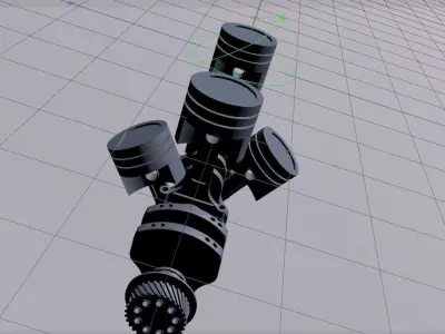Piston Connecting Rod and Crankshaft Low-poly 3D model