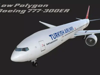 Boeing 777 Turkish Low-poly 3D model