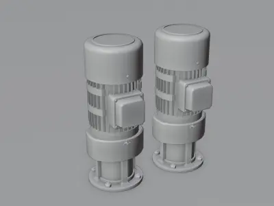 Industrial Motor 4K and 2K Low-poly 3D model