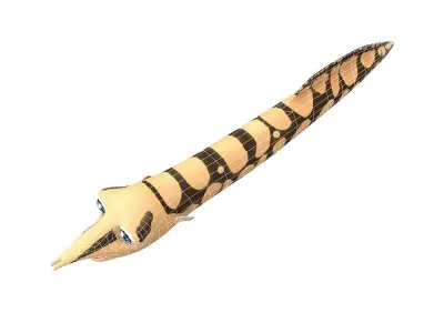 Tire Track Eel Fish Cartoon Animated Low-poly 3D model