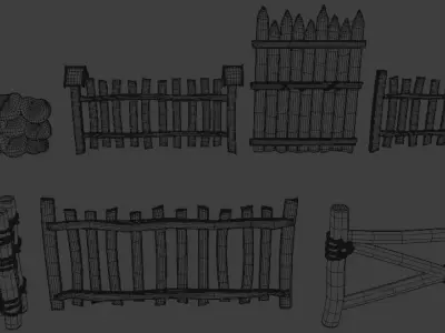Medieval Fences Asset Pack Low-poly 3D model