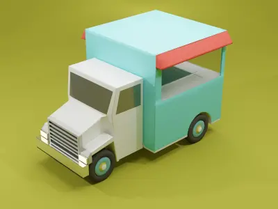 Cartoon Truck Low Poly 3D Model Free Free low-poly 3D model