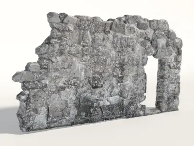 Old castle wall part E Low-poly 3D model