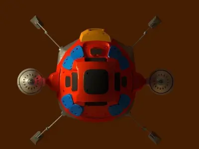 Rigged animated low-poly space-ship Low-poly 3D model