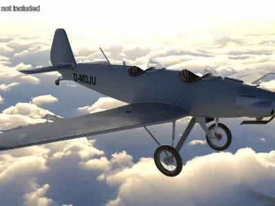 Vintage Sport Plane Junkers A-50 Junior 3D model