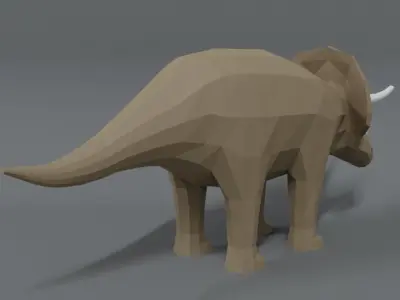 Low Poly Cartoon Triceratops Dinosaur Low-poly 3D model