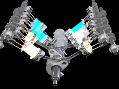 V8 Engine Ignition Animation 3D model