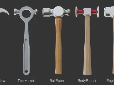 Realistic Hammers Collection 3D model