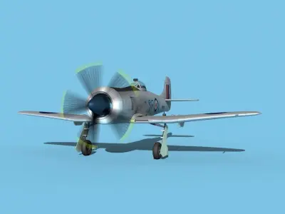 Hawker Tempest MKII V08 RAF 3D model