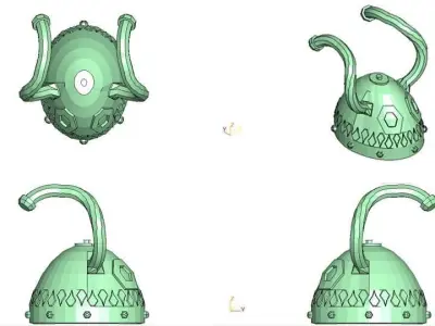 Ancient Combat Helmet - Celtic Horn 3D model