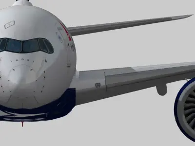 Airbus A350-900 XWB Delta airlnes Ext 1 Low-poly 3D model