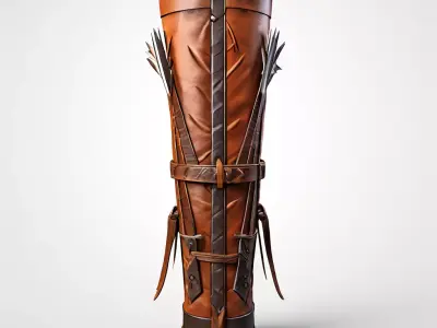 Medieval Leather Quiver with Arrows Low-poly 3D model