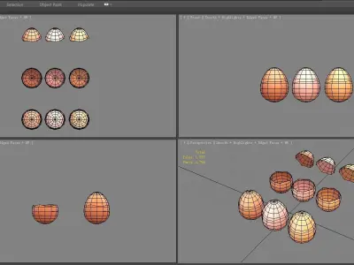 Cartoon eggs - broken egg shell Low-poly 3D model