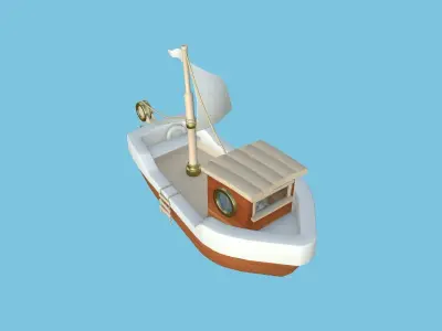 Cartoon Boat 10 - Wood Luxury - Low Poly Ship Low-poly 3D model