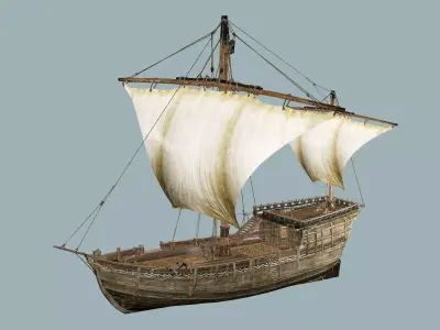 Galeon Ship X1 Game-Ready Low Poly 3D Model Low-poly 3D model