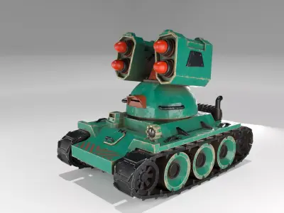 Low-poly 3D model of an anti-aircraft gun Low-poly 3D model