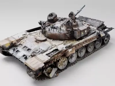 Russian T-90 tank destroyed by Ukrainian army 3D model
