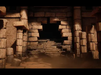 Desert Ruins Environment Low-poly 3D model