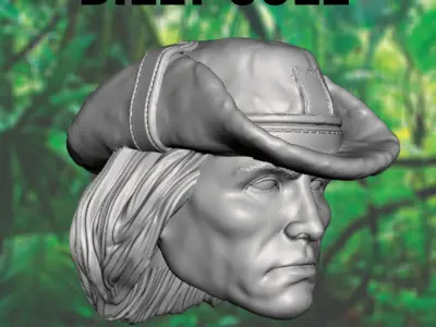 Billy Sole 3D Printable Head Sculpt with M16A2 and Mossberg 500 3D print model