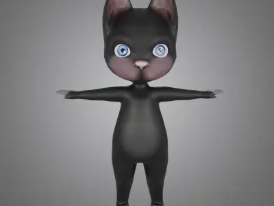 LowPoly 3D model of a kitten Low-poly 3D model
