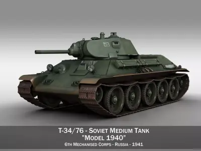 T-34-76 - Model 1940 -Soviet medium tank - 6MC 3D model