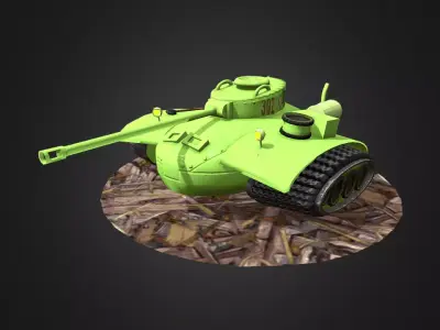 Cartoon Tank Low-poly 3D model