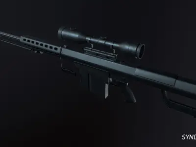 Barrett M82 Sniper Rifle Low-poly 3D model
