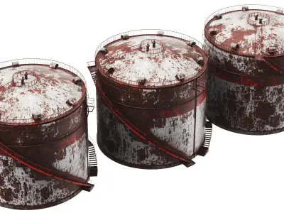 Detailed Apocalyptic Oil Storage 3D model