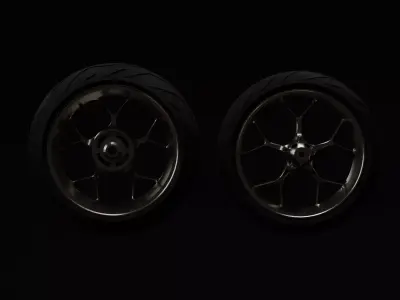 Motorcycle Wheel with tires Free low-poly 3D model