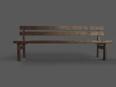 Old Wood Bench Low-poly 3D model shop