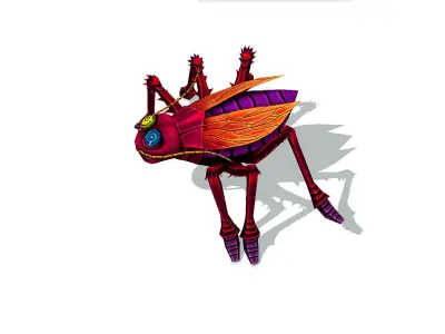 Animated Funny Cartoon Crazy Insect Roach Low-poly 3D model