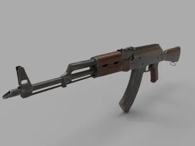 AKM machine gun  Low-poly 3D model