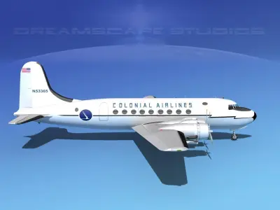 Douglas DC-4 Colonial Airlines 3D model