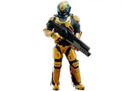 CYBORG SOLDIER RX-400 Rigged for Unreal Engine - Unity - MIXAMO 3D model