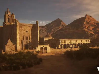 Colonial Convent Church Environment Low-poly 3D model