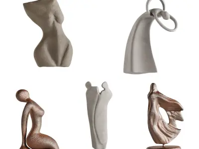 40 Abstract Scluptures  Low-poly 3D model