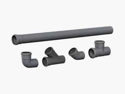 Plastic Pipe And Connections Low-poly 3D model