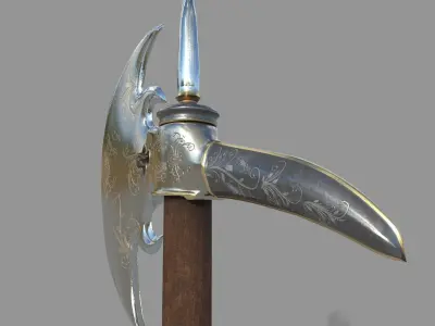 Medieval Halberd Low-poly 3D model